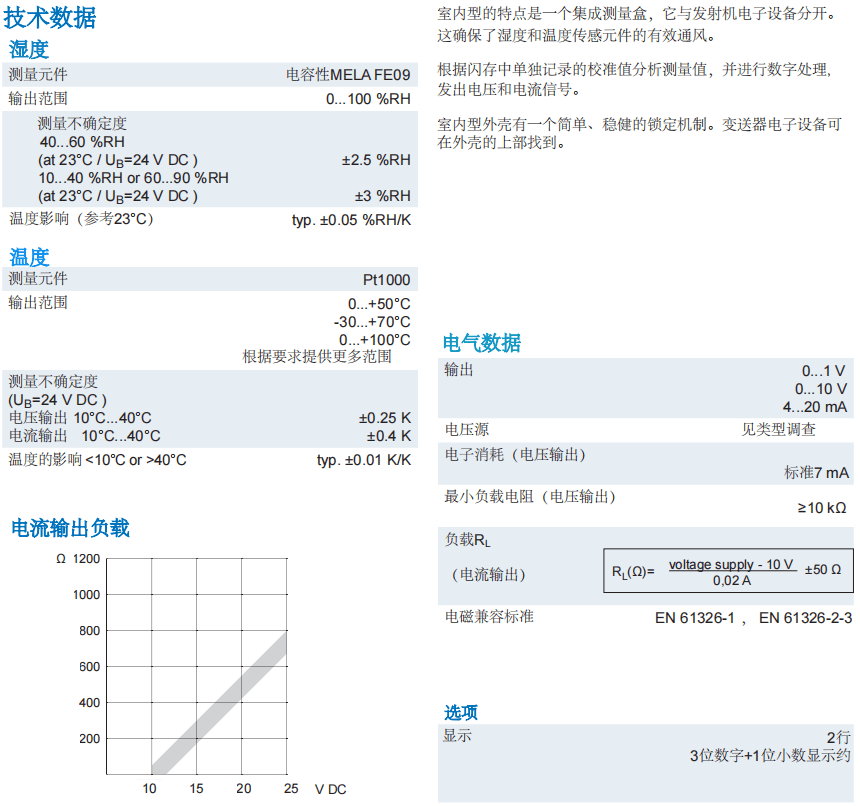 蓋加美Galltec+mela D系列 DI 室內(nèi)型 溫濕度變送器參數(shù)