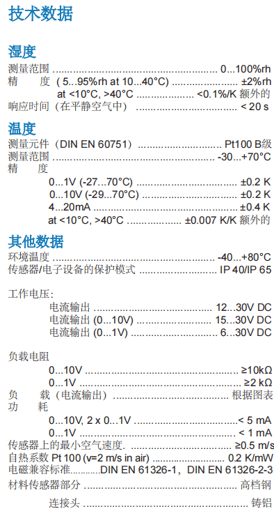 蓋加美Galltec+mela C43 溫濕度變送器參數(shù)